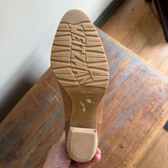 Stuart Weitzman 8 Tan Rhinestone Studded Western Ankle Boots Leather Cowboy FLAW - Picture 11 of 11